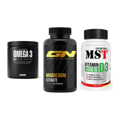 Herz & Gefäße: Big Zone Omega 3 + GN Magnesium + MST Vitamin D3 – alle enthaltenen Artikel