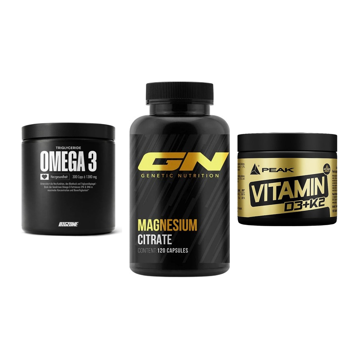 Herz & Gefäße: Big Zone Omega 3 + GN Magnesium + Peak Vitamin – alle enthaltenen Artikel