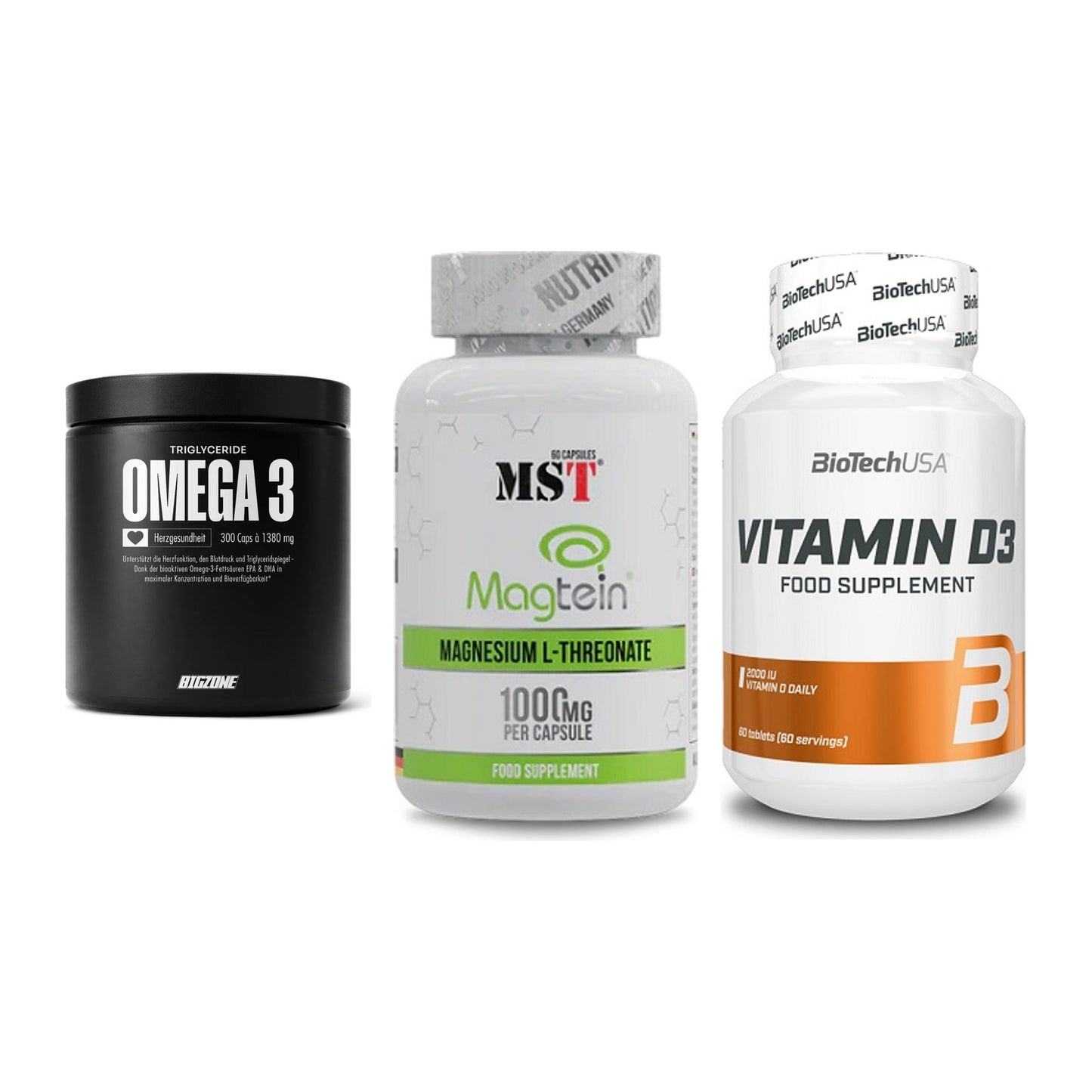 Herz & Gefäße: Big Zone Omega 3 + MST Magnesium + BioTech Vitamin – alle enthaltenen Artikel