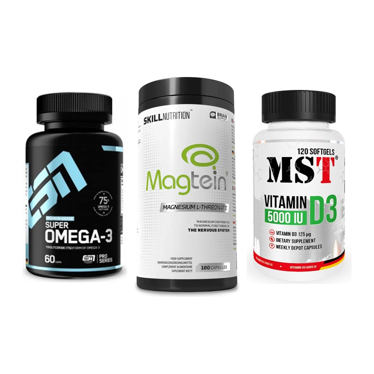 Herz & Gefäße: ESN Omega 3 + Skill Nutrition + MST Vitamin D3 – alle enthaltenen Artikel