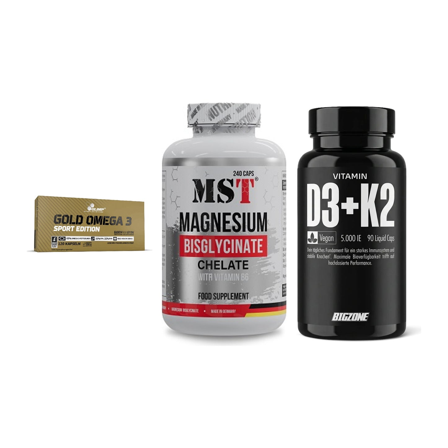 Herz & Gefäße: Olimp Omega 3 + MST Magnesium + Big Zone Vitamin – alle enthaltenen Artikel