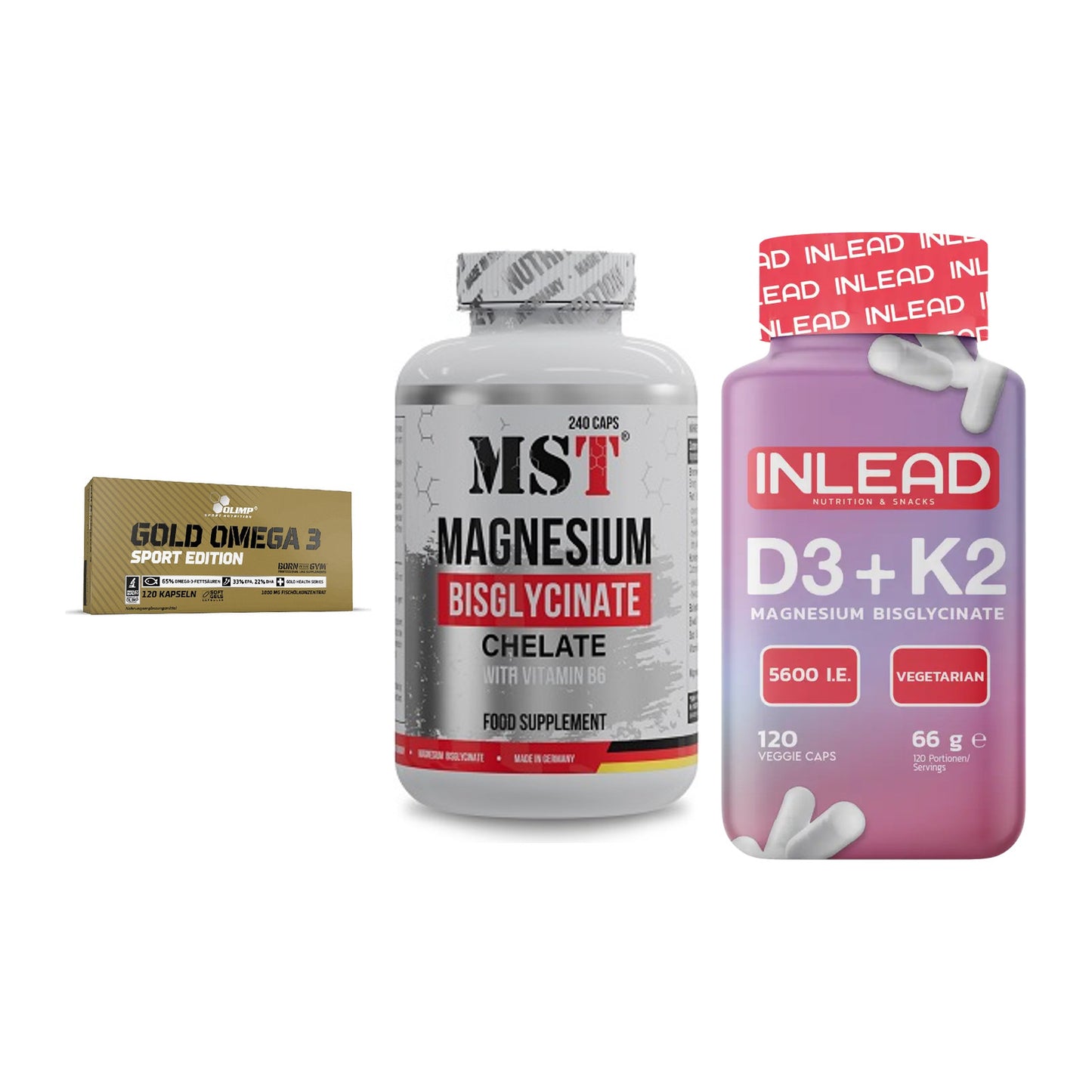 Herz & Gefäße: Olimp Omega 3 + MST Magnesium + INLEAD Vitamin – alle enthaltenen Artikel