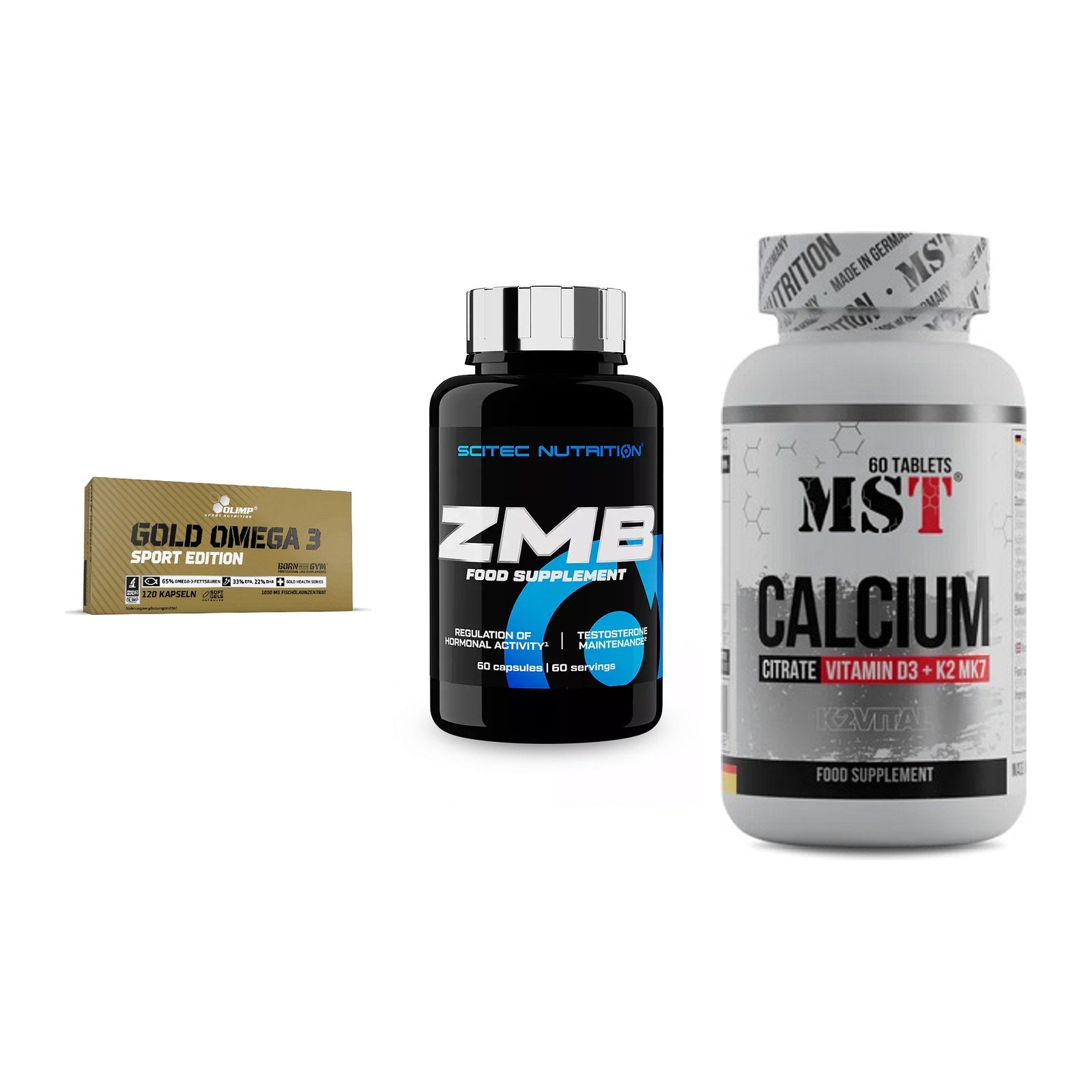 Herz & Gefäße: Olimp Omega 3 + Scitec ZMB + MST Calcium – alle enthaltenen Artikel