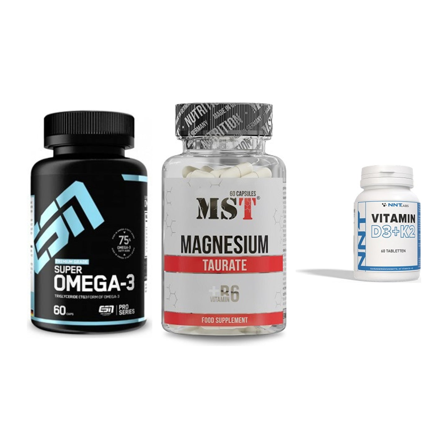 Herz & Gefäße: ESN Omega 3 + MST Magnesium + NNT Vitamin – alle enthaltenen Artikel