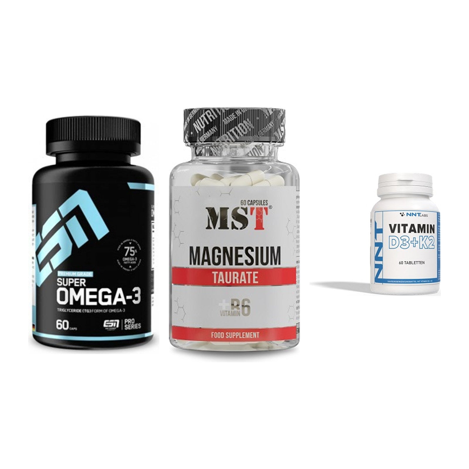 Herz & Gefäße: ESN Omega 3 + MST Magnesium + NNT Vitamin – alle enthaltenen Artikel