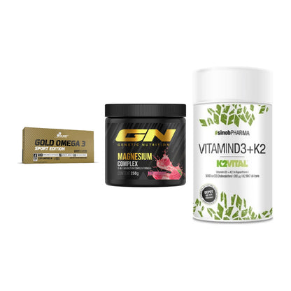 Herz & Gefäße: Olimp Omega 3 + GN Magnesium + Sinob Vitamin D3 – alle enthaltenen Artikel