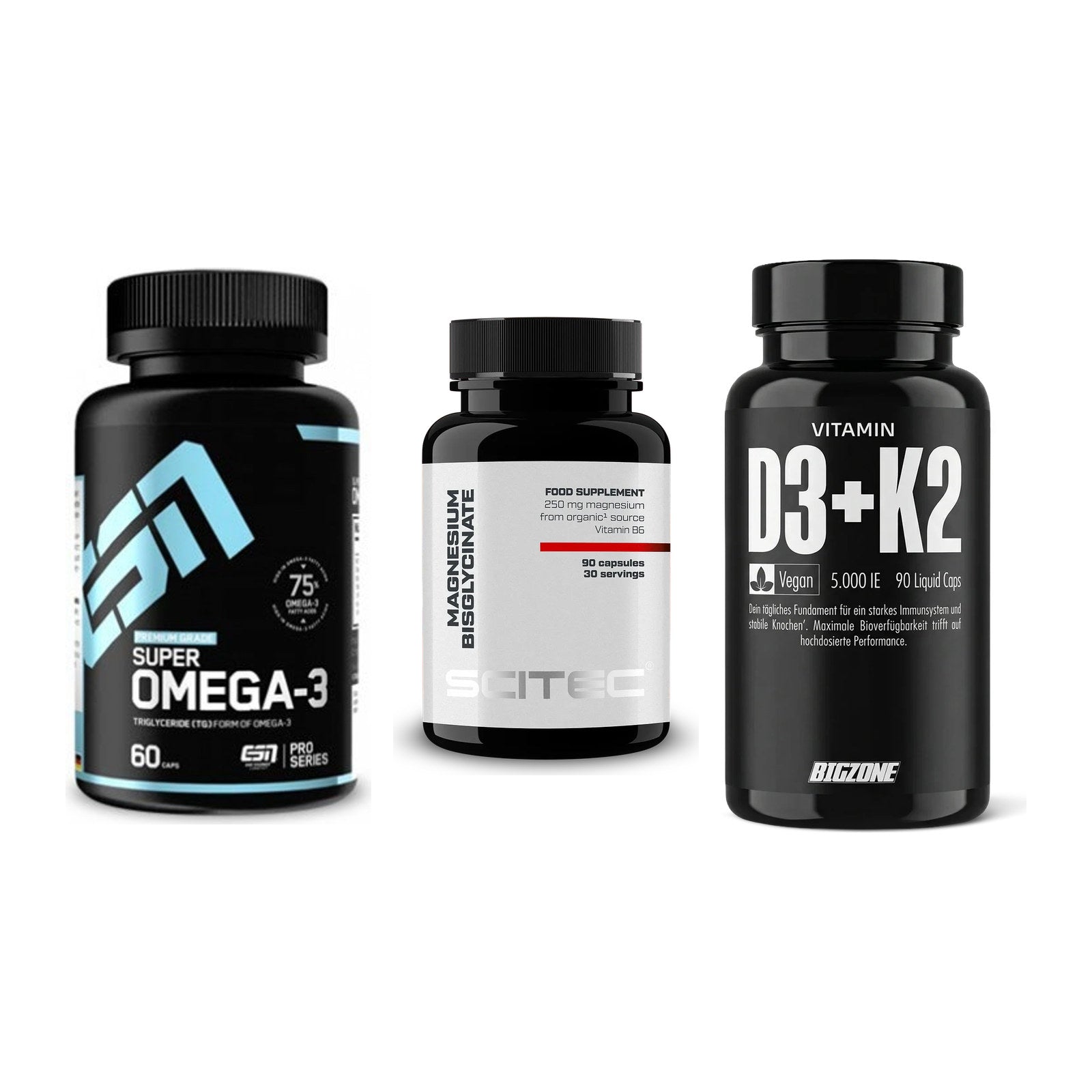 Herz & Gefäße: ESN Omega 3 + Scitec Magnesium + Big Zone Vitamin – alle enthaltenen Artikel