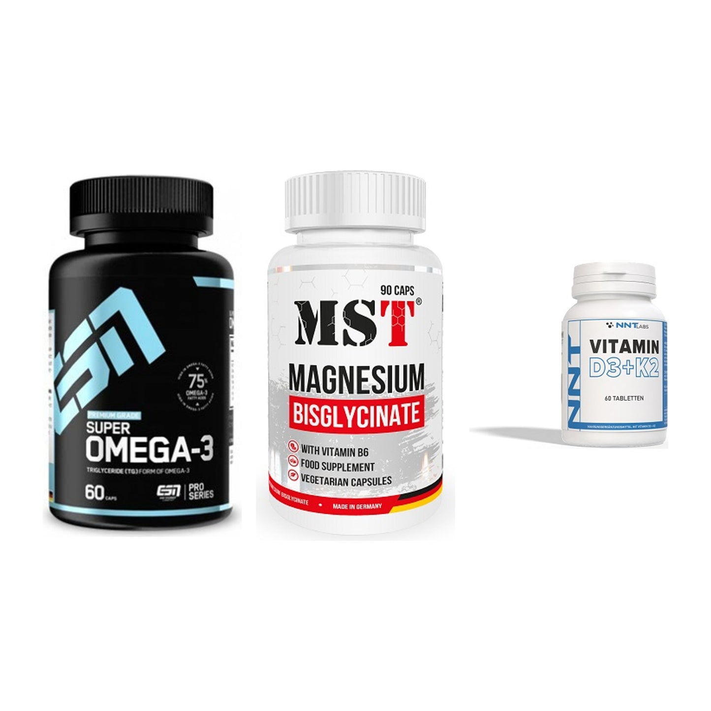 Herz & Gefäße: ESN Omega 3 + MST Magnesium + NNT Vitamin – alle enthaltenen Artikel