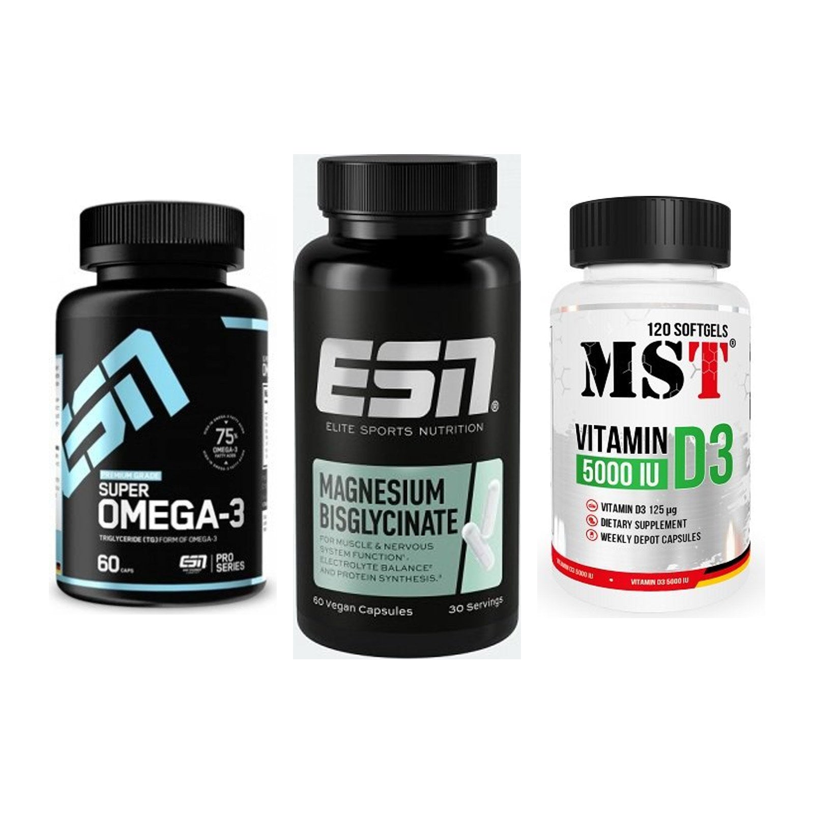 Herz & Gefäße: ESN Omega 3 + ESN Magnesium + MST Vitamin D3 – alle enthaltenen Artikel