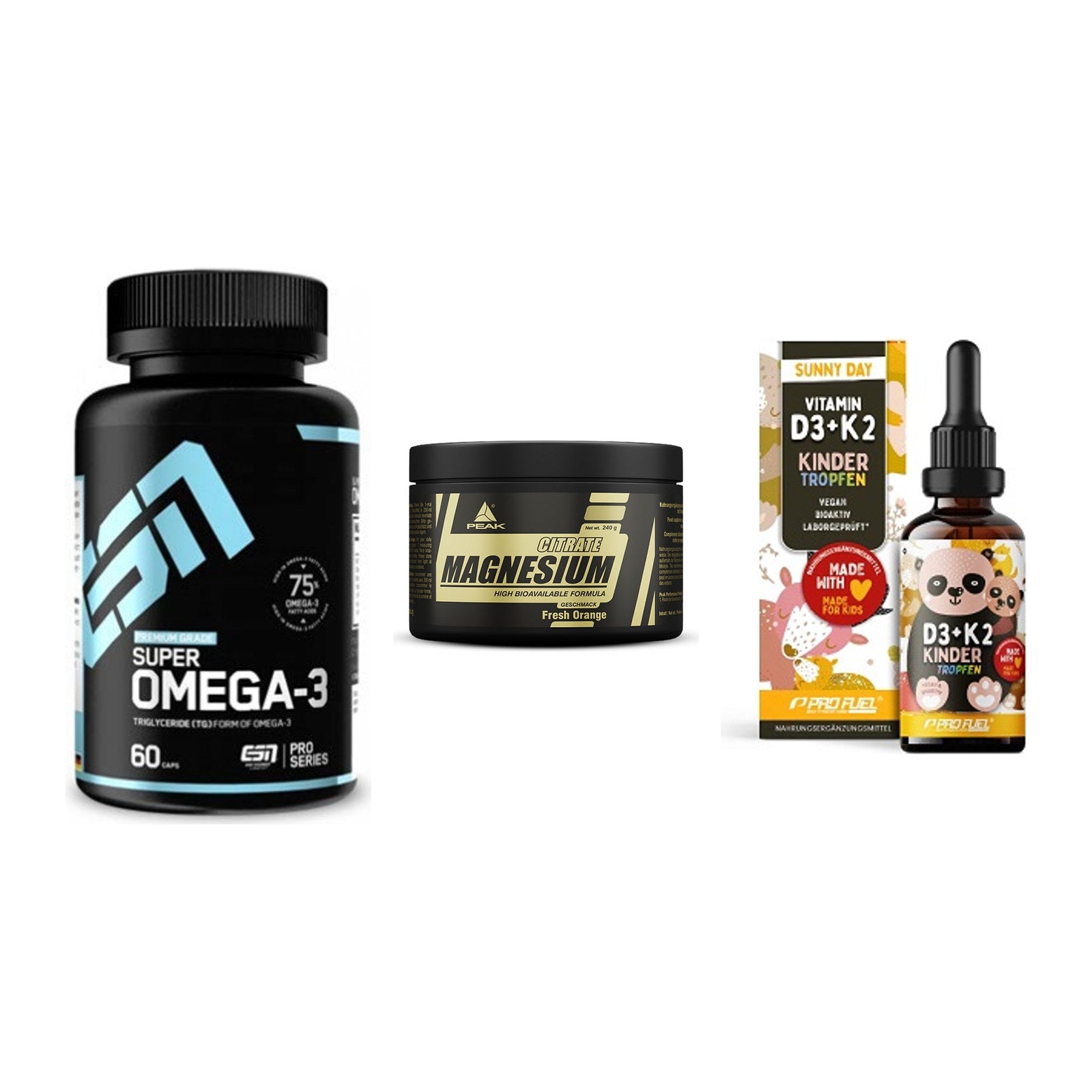 Herz & Gefäße: ESN Omega 3 + Peak Magnesium + ProFuel VITAMIN – alle enthaltenen Artikel