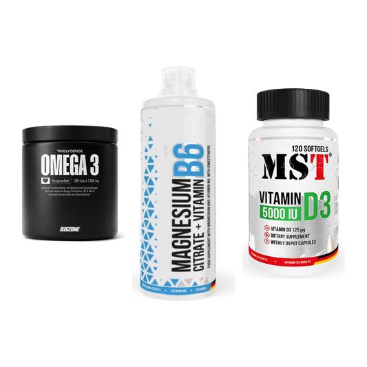 Herz & Gefäße: Big Zone Omega 3 + MST Magnesium B6 + MST Vitamin D3 – alle enthaltenen Artikel
