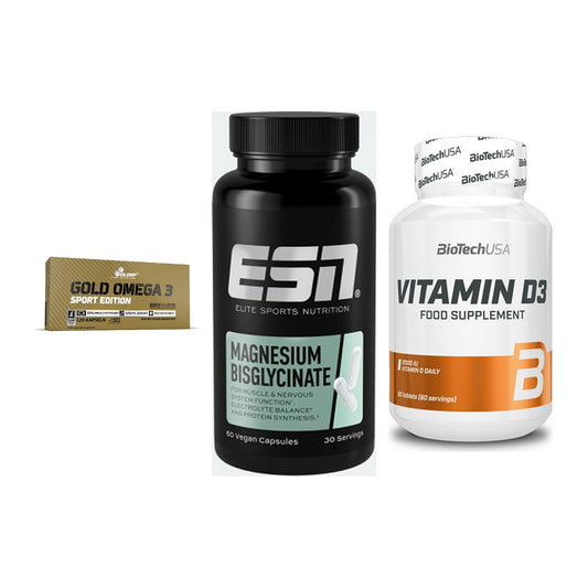 Herz & Gefäße: Olimp Omega 3 + ESN Magnesium + BioTech Vitamin – alle enthaltenen Artikel