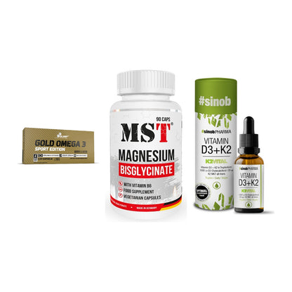 Herz & Gefäße: Olimp Omega 3 + MST Magnesium + Sinob Vitamin D3 – alle enthaltenen Artikel
