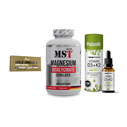 Herz & Gefäße: Olimp Omega 3 + MST Magnesium + Sinob Vitamin D3 – alle enthaltenen Artikel