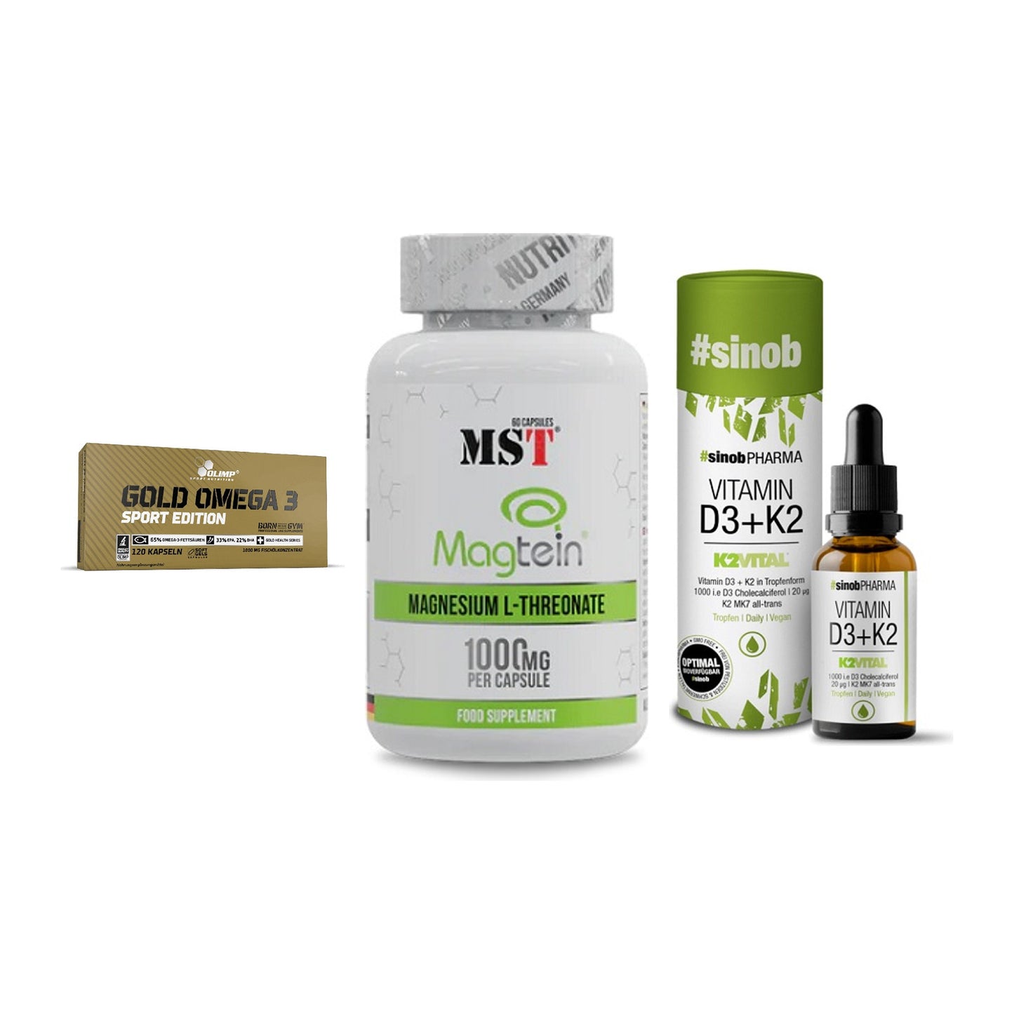 Herz & Gefäße: Olimp Omega 3 + MST Magnesium + Sinob Vitamin D3 – alle enthaltenen Artikel