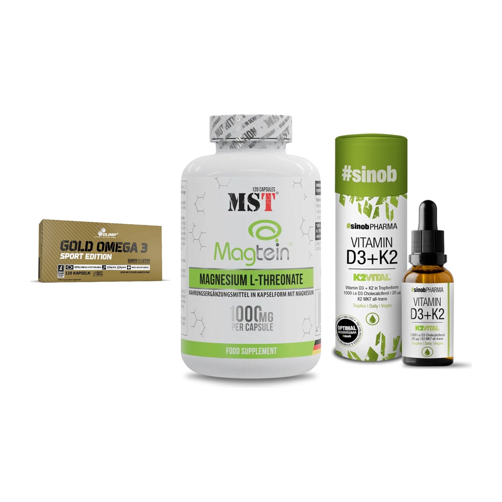 Herz & Gefäße: Olimp Omega 3 + MST Magnesium + Sinob Vitamin D3 – alle enthaltenen Artikel