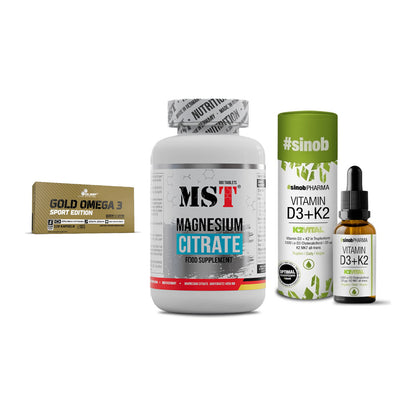 Herz & Gefäße: Olimp Omega 3 + MST Magnesium + Sinob Vitamin D3 – alle enthaltenen Artikel