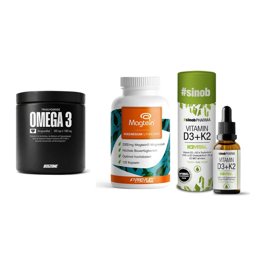 Herz & Gefäße: Big Zone Omega 3 + ProFuel Magnesiu + Sinob Vitamin D3 – alle enthaltenen Artikel