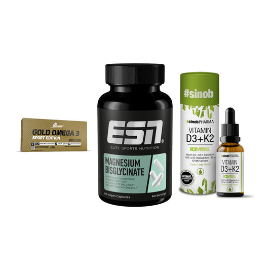 Herz & Gefäße: Olimp Omega 3 + ESN Magnesium + Sinob Vitamin D3 – alle enthaltenen Artikel