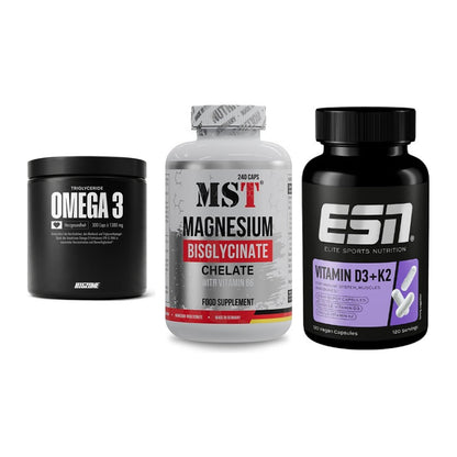 Herz & Gefäße: Big Zone Omega 3 + MST Magnesium + ESN Vitamin D3 – alle enthaltenen Artikel