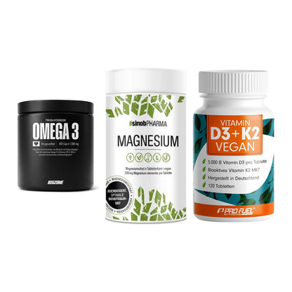 Herz & Gefäße: Big Zone Omega 3 + Sinob Magnesium + ProFuel Vitamin – alle enthaltenen Artikel