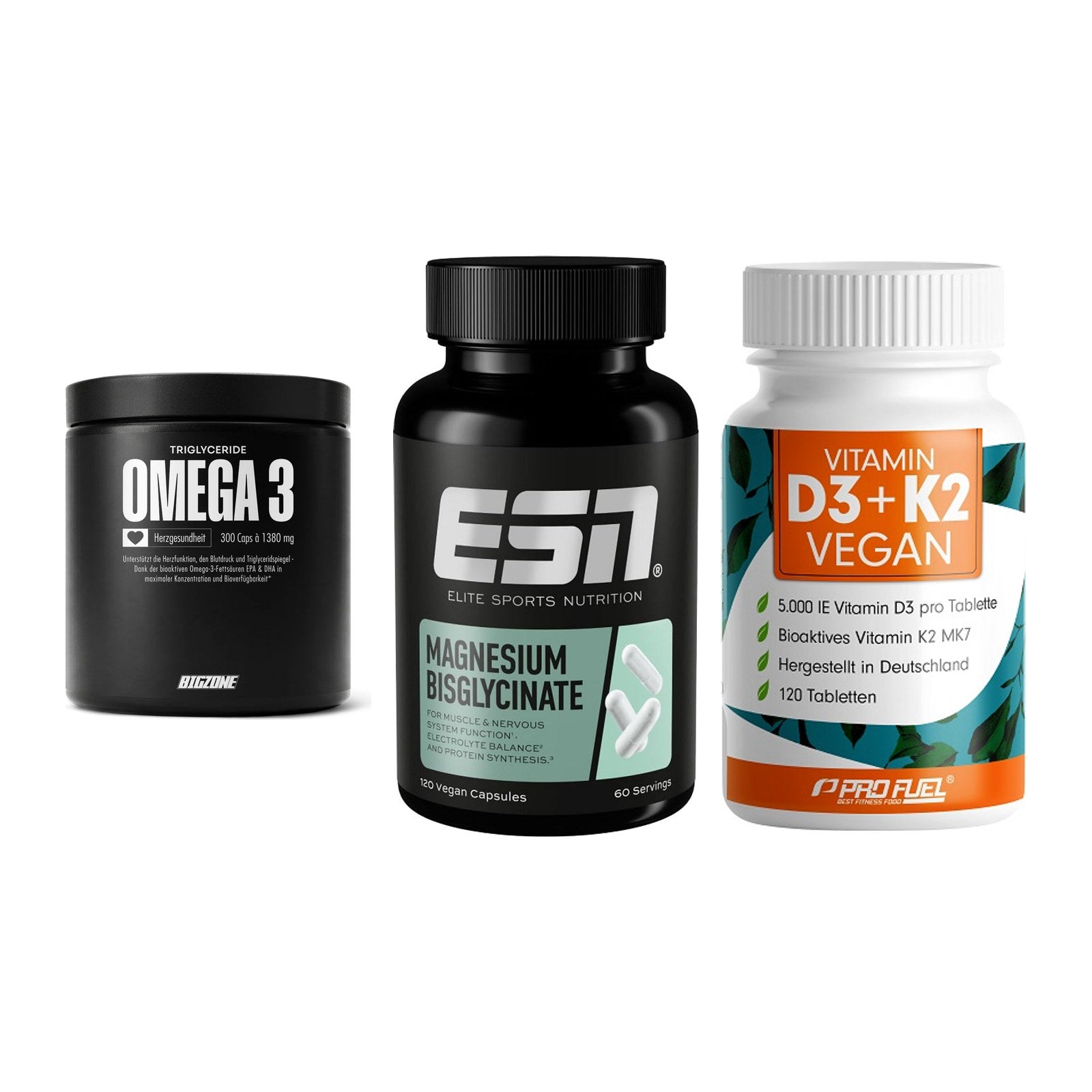 Herz & Gefäße: Big Zone Omega 3 + ESN Magnesium + ProFuel Vitamin – alle enthaltenen Artikel