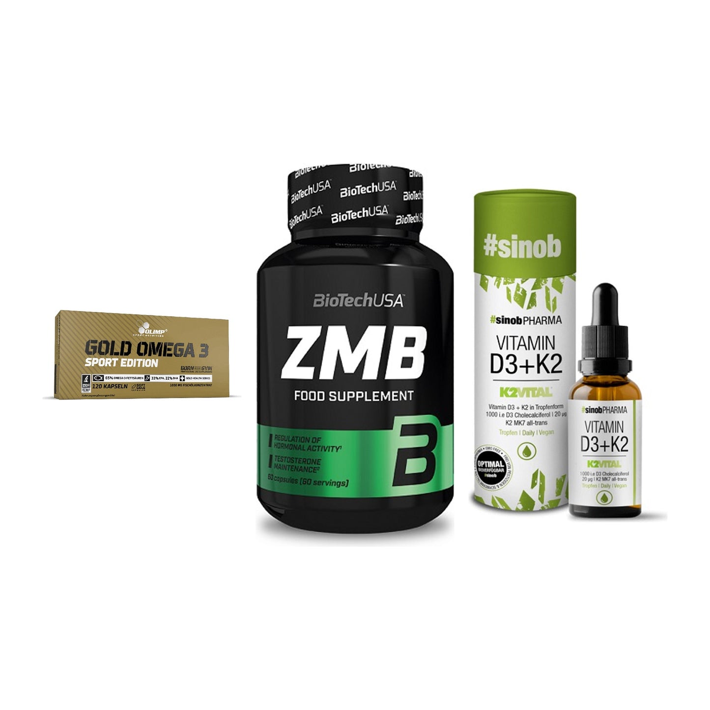 Herz & Gefäße: Olimp Omega 3 + BioTech ZMB + Sinob Vitamin D3 – alle enthaltenen Artikel