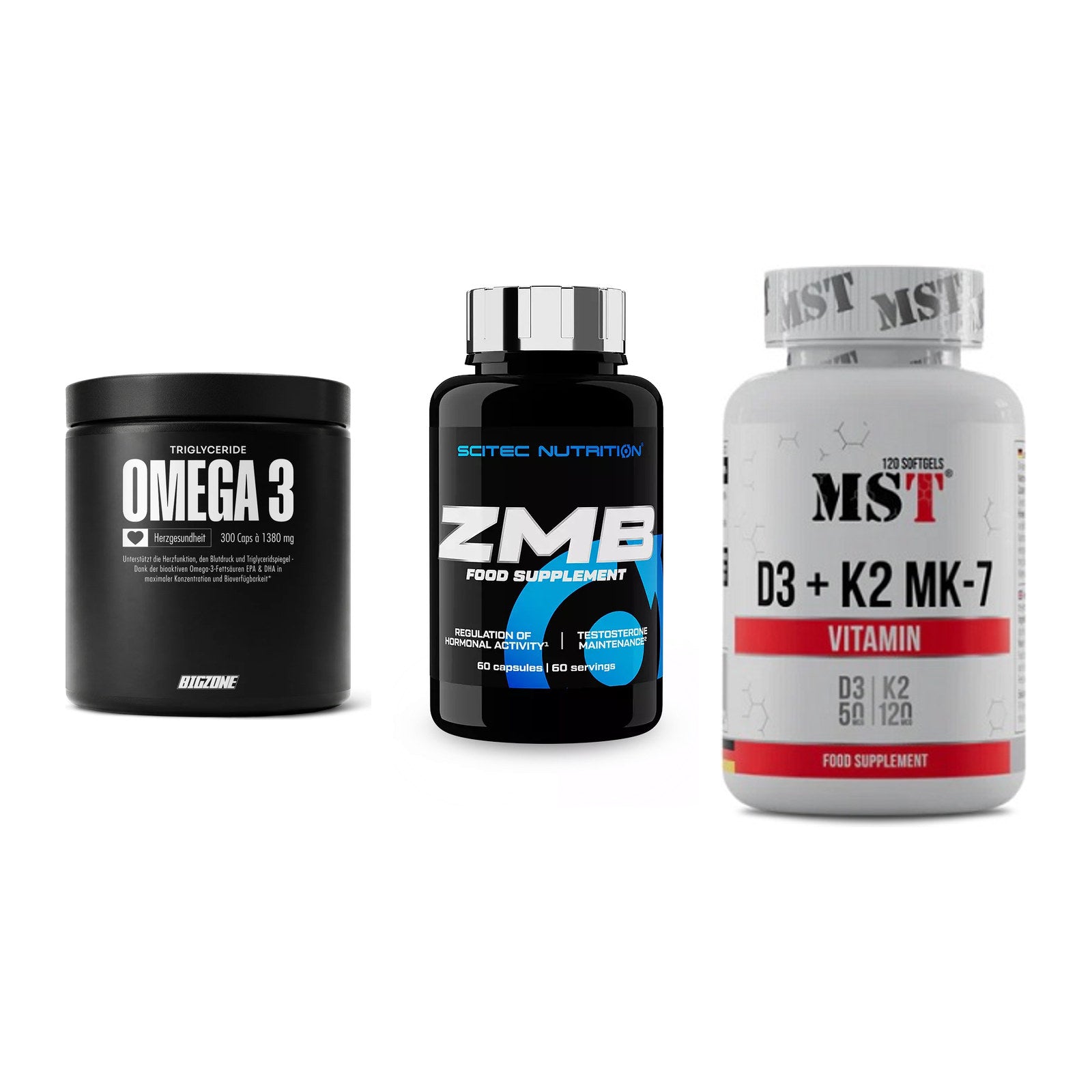 Herz & Gefäße: Big Zone Omega 3 + Scitec ZMB + MST Vitamin D3 – alle enthaltenen Artikel