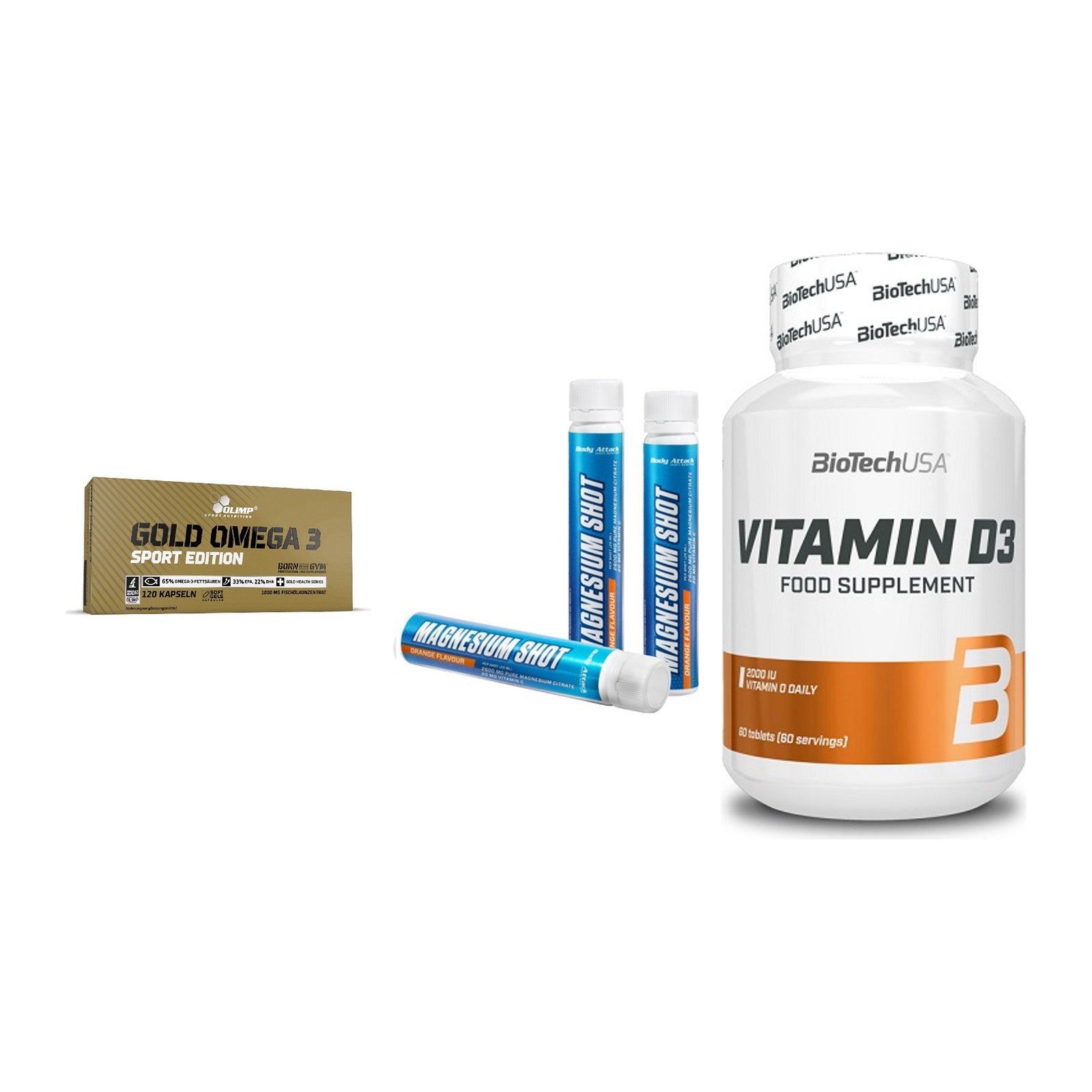 Herz & Gefäße: Olimp Omega 3 + Body Attack + BioTech Vitamin – alle enthaltenen Artikel