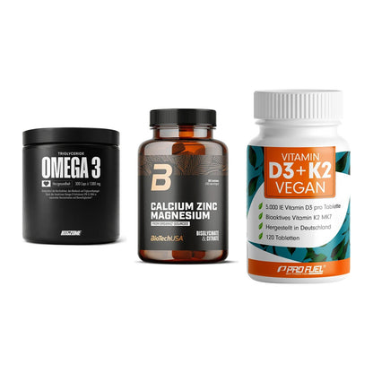 Herz & Gefäße: Big Zone Omega 3 + BioTech Calcium + ProFuel Vitamin – alle enthaltenen Artikel