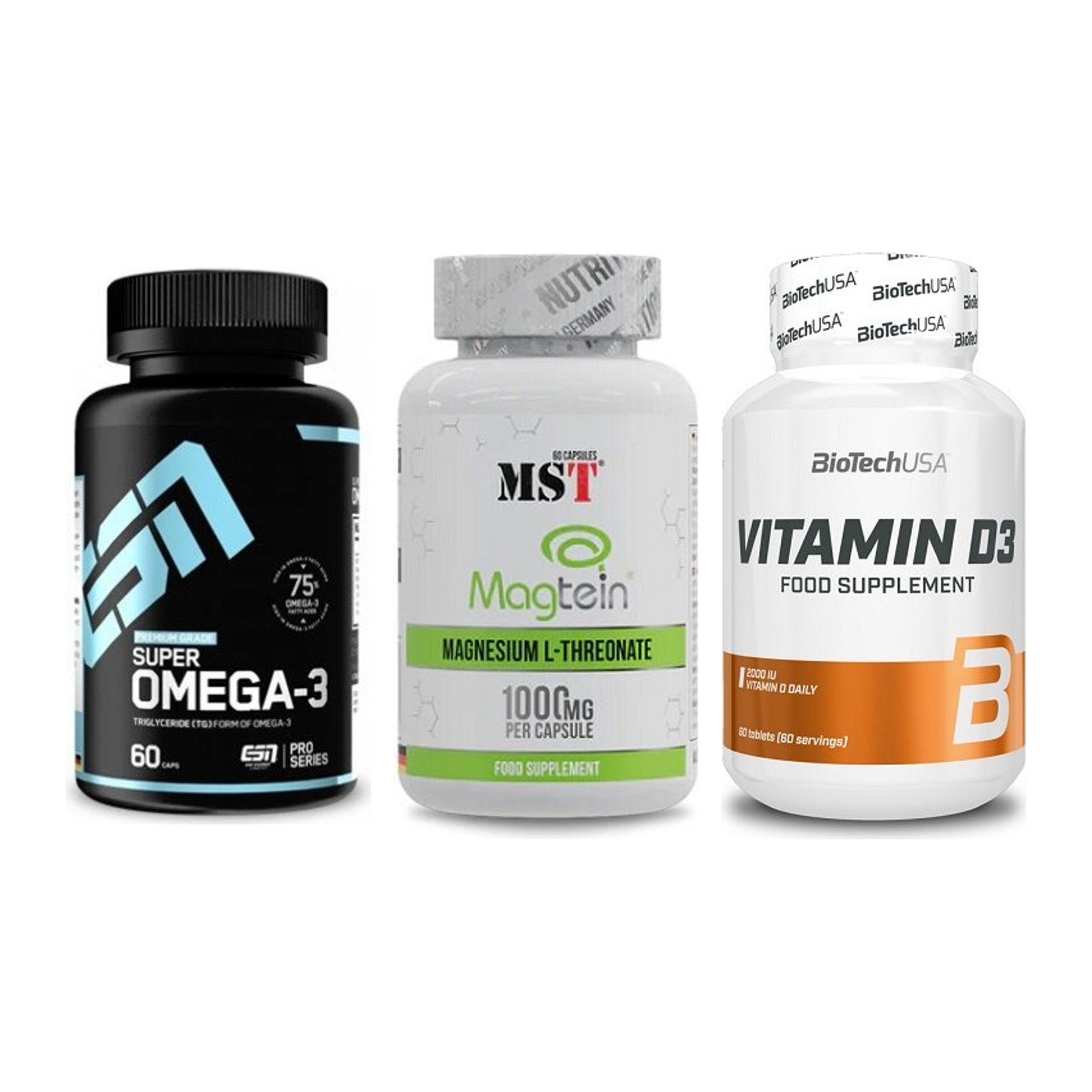 Herz & Gefäße: ESN Omega 3 + MST Magnesium + BioTech Vitamin – alle enthaltenen Artikel