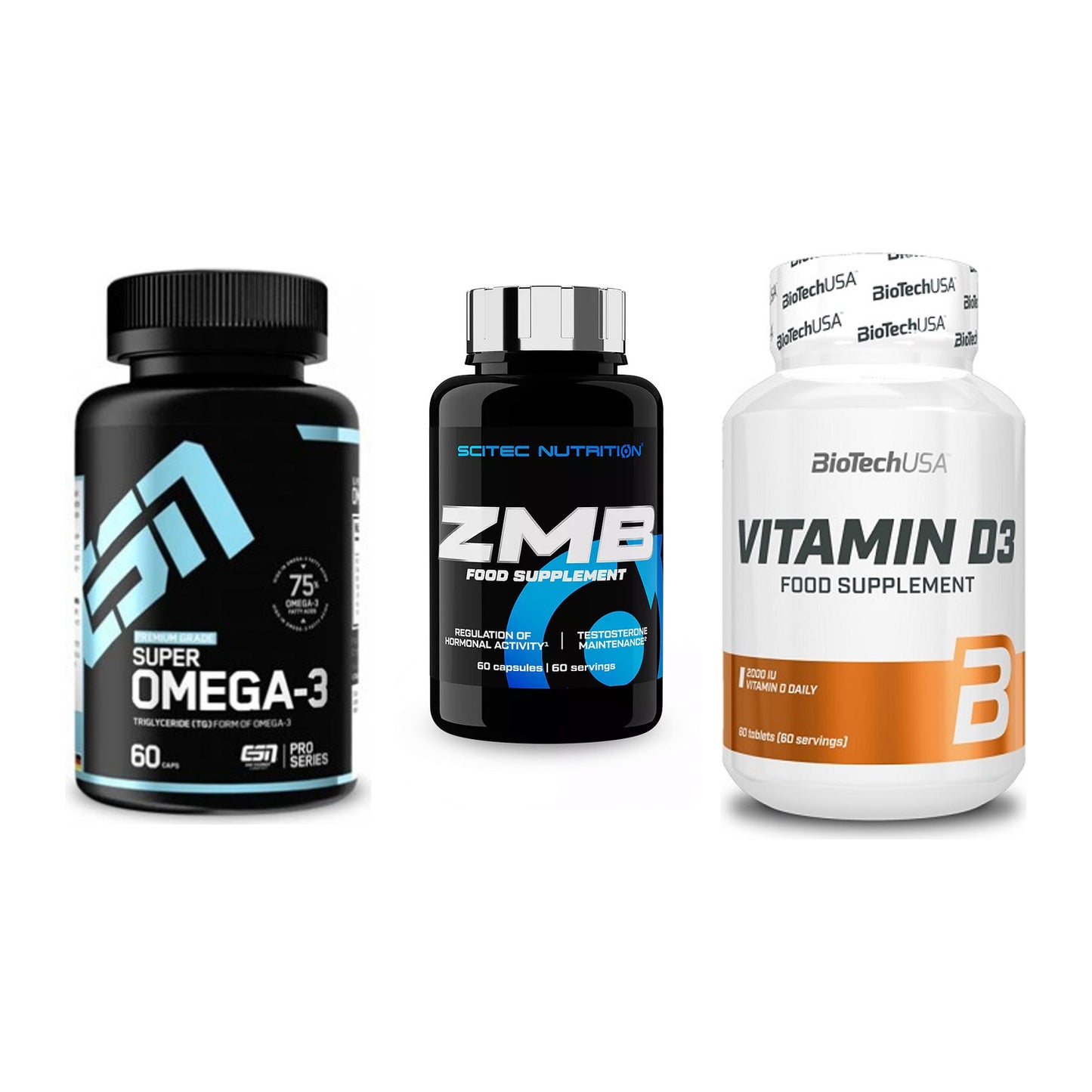 Herz & Gefäße: ESN Omega 3 + Scitec ZMB + BioTech Vitamin D3 – alle enthaltenen Artikel