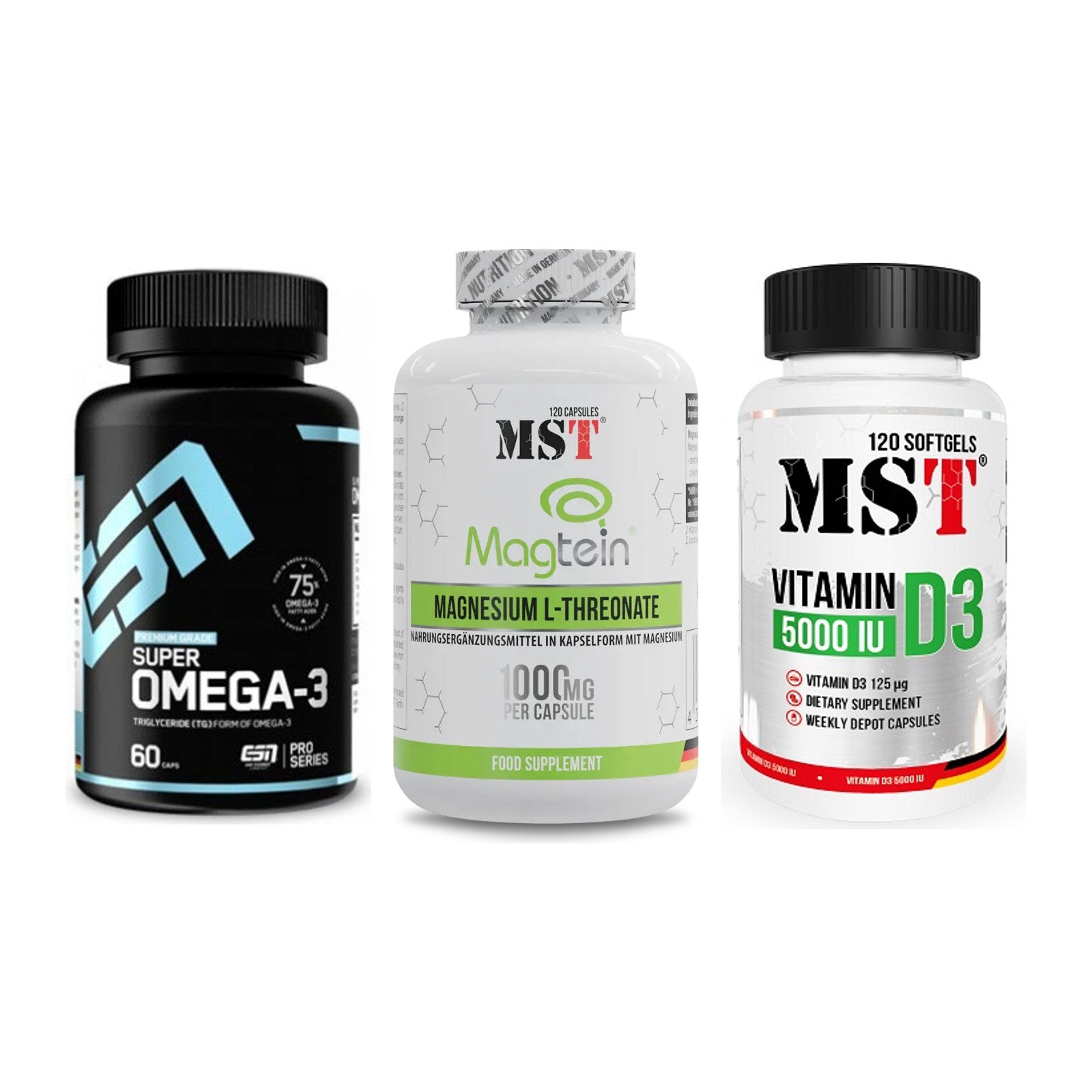 Herz & Gefäße: ESN Omega 3 + MST Magnesium + MST Vitamin D3 – alle enthaltenen Artikel