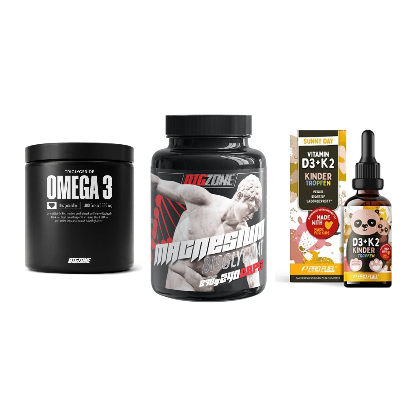 Herz & Gefäße: Big Zone Omega 3 + Big Zone Magnesi + ProFuel VITAMIN – alle enthaltenen Artikel