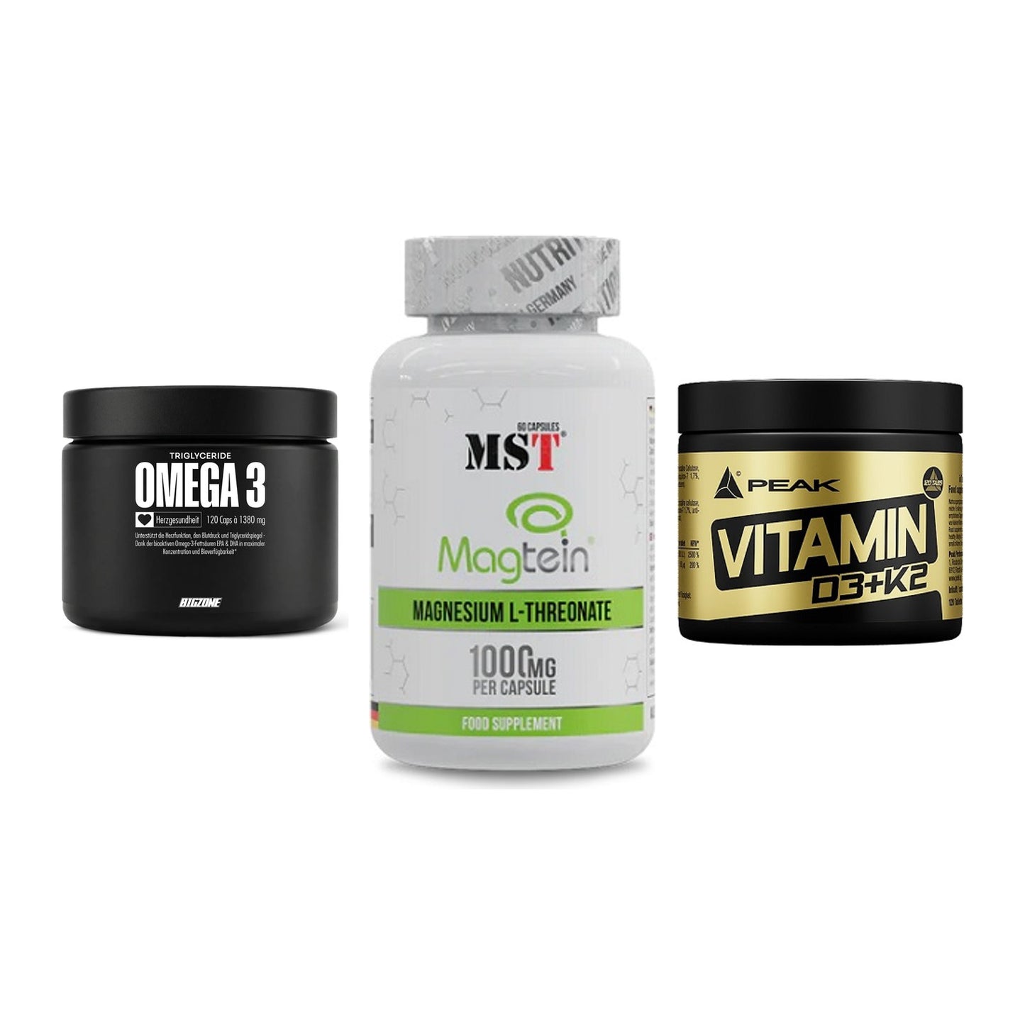 Herz & Gefäße: Big Zone Omega 3 + MST Magnesium + Peak Vitamin – alle enthaltenen Artikel