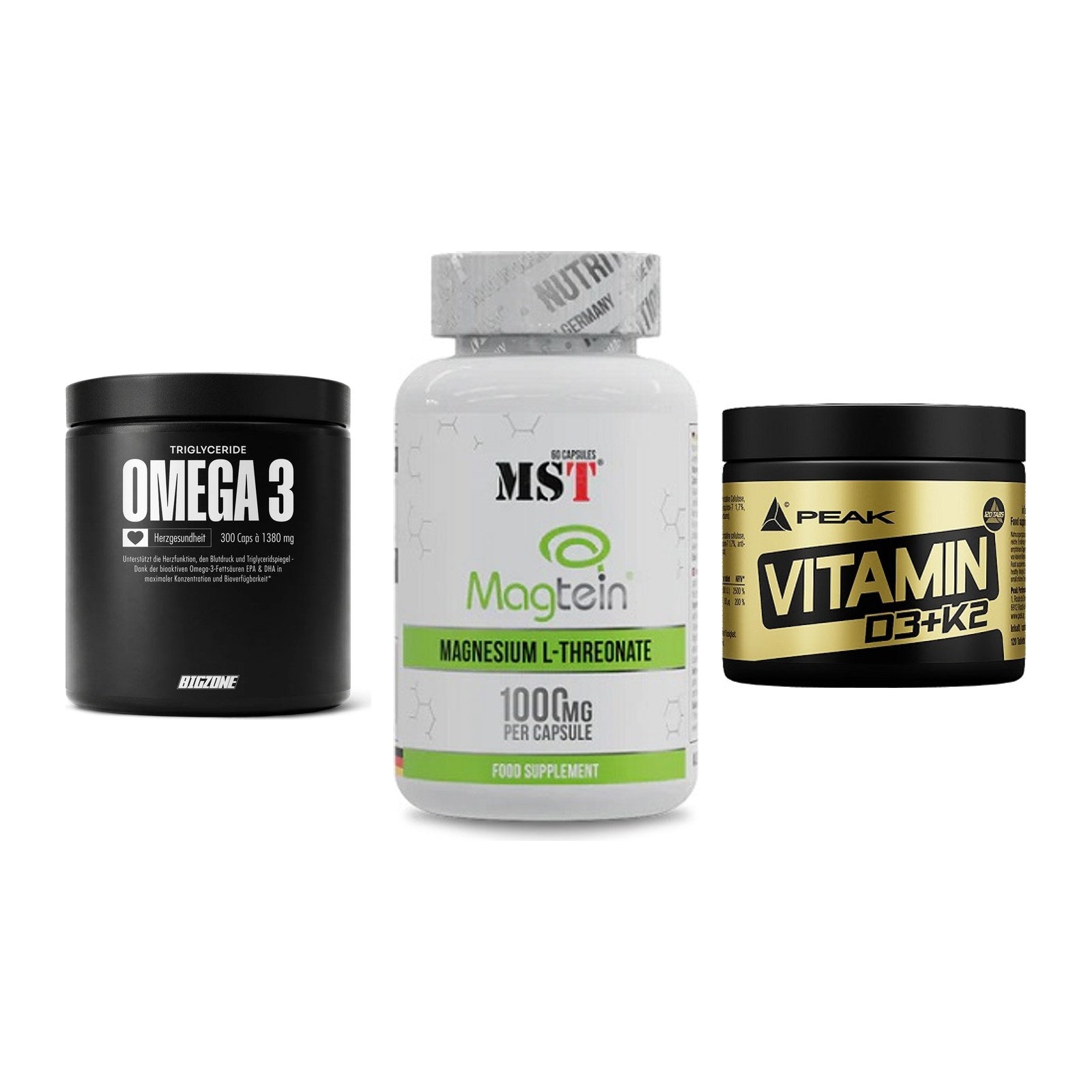 Herz & Gefäße: Big Zone Omega 3 + MST Magnesium + Peak Vitamin – alle enthaltenen Artikel