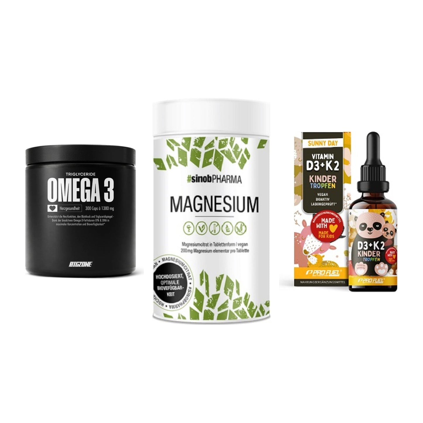 Herz & Gefäße: Big Zone Omega 3 + Sinob Magnesium + ProFuel VITAMIN – alle enthaltenen Artikel