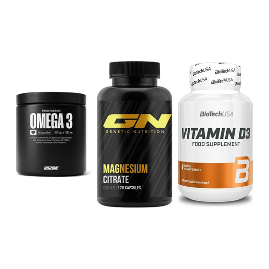 Herz & Gefäße: Big Zone Omega 3 + GN Magnesium + BioTech Vitamin – alle enthaltenen Artikel