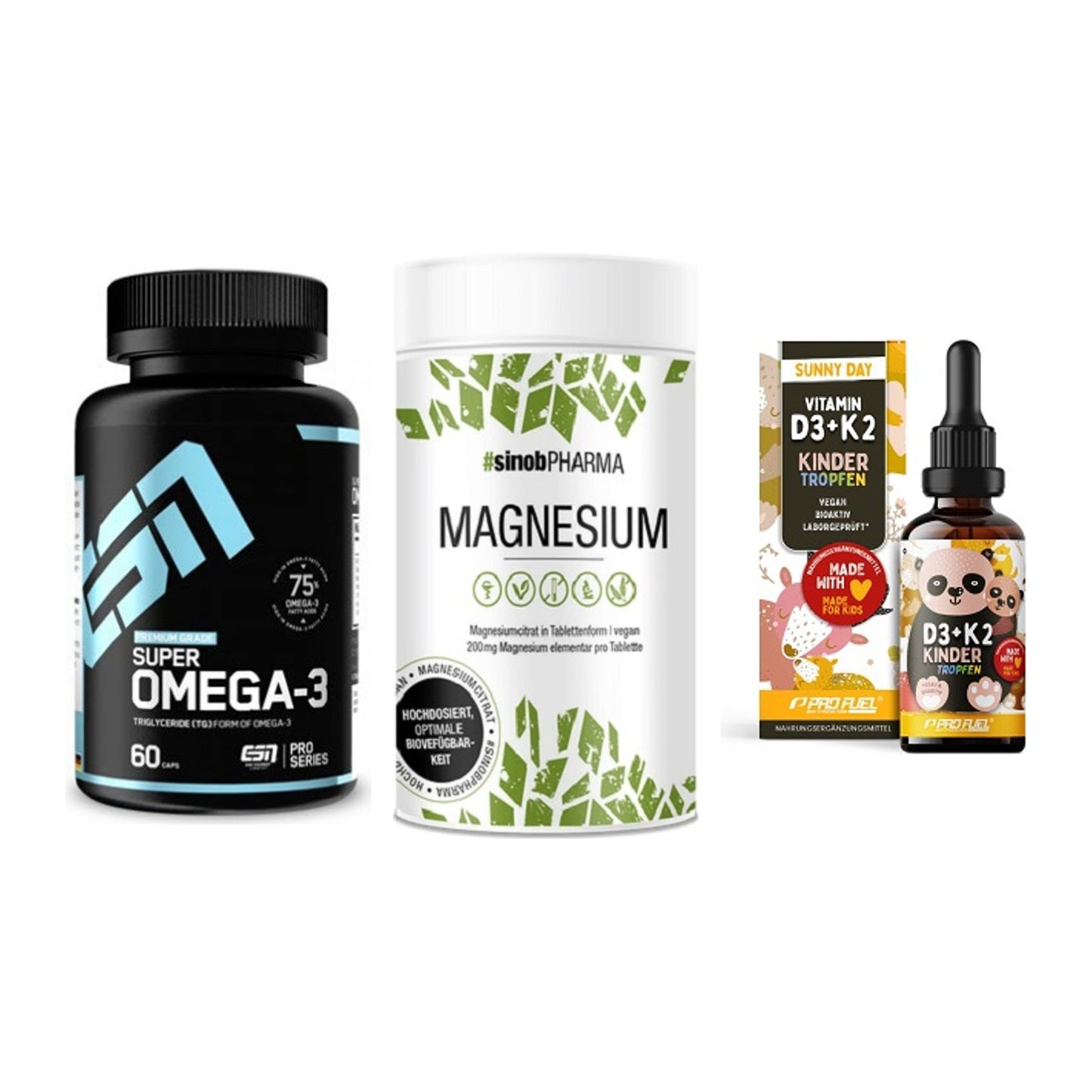 Herz & Gefäße: ESN Omega 3 + Sinob Magnesium + ProFuel VITAMIN – alle enthaltenen Artikel