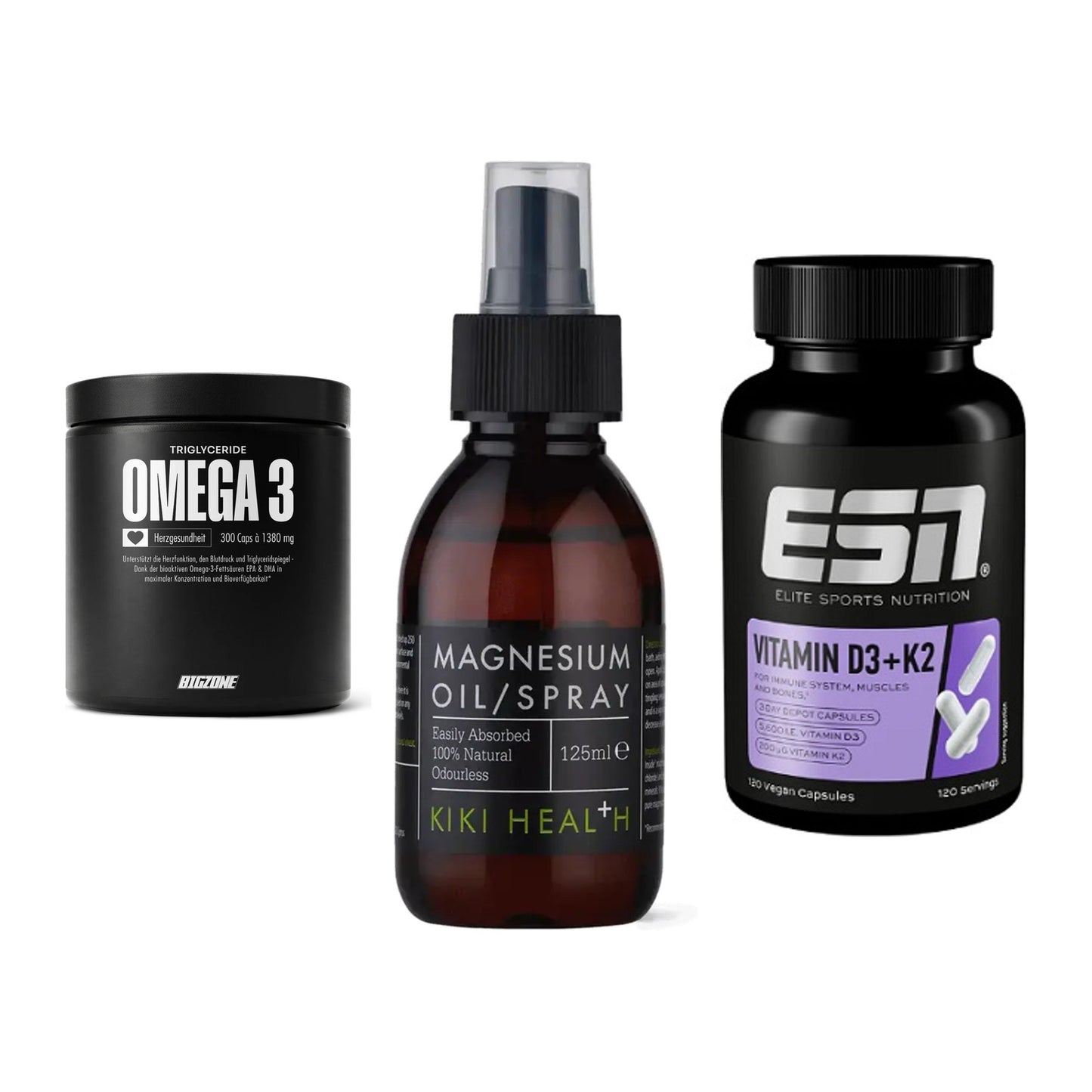 Herz & Gefäße: Big Zone Omega 3 + KIKI Health + ESN Vitamin D3 – alle enthaltenen Artikel
