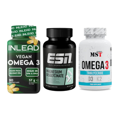 Herz & Gefäße: INLEAD Vegan + ESN Magnesium + MST Omega 3 500 – alle enthaltenen Artikel