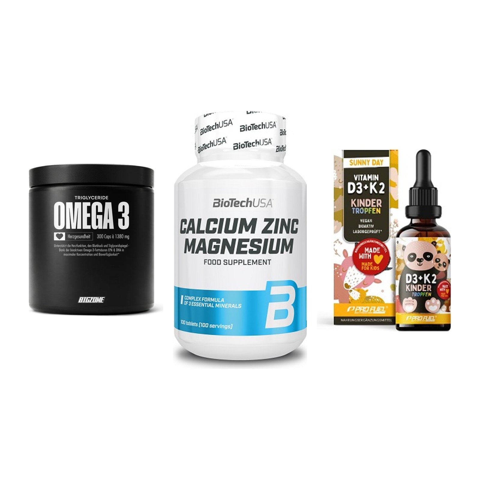 Herz & Gefäße: Big Zone Omega 3 + BioTech Calcium + ProFuel VITAMIN – alle enthaltenen Artikel