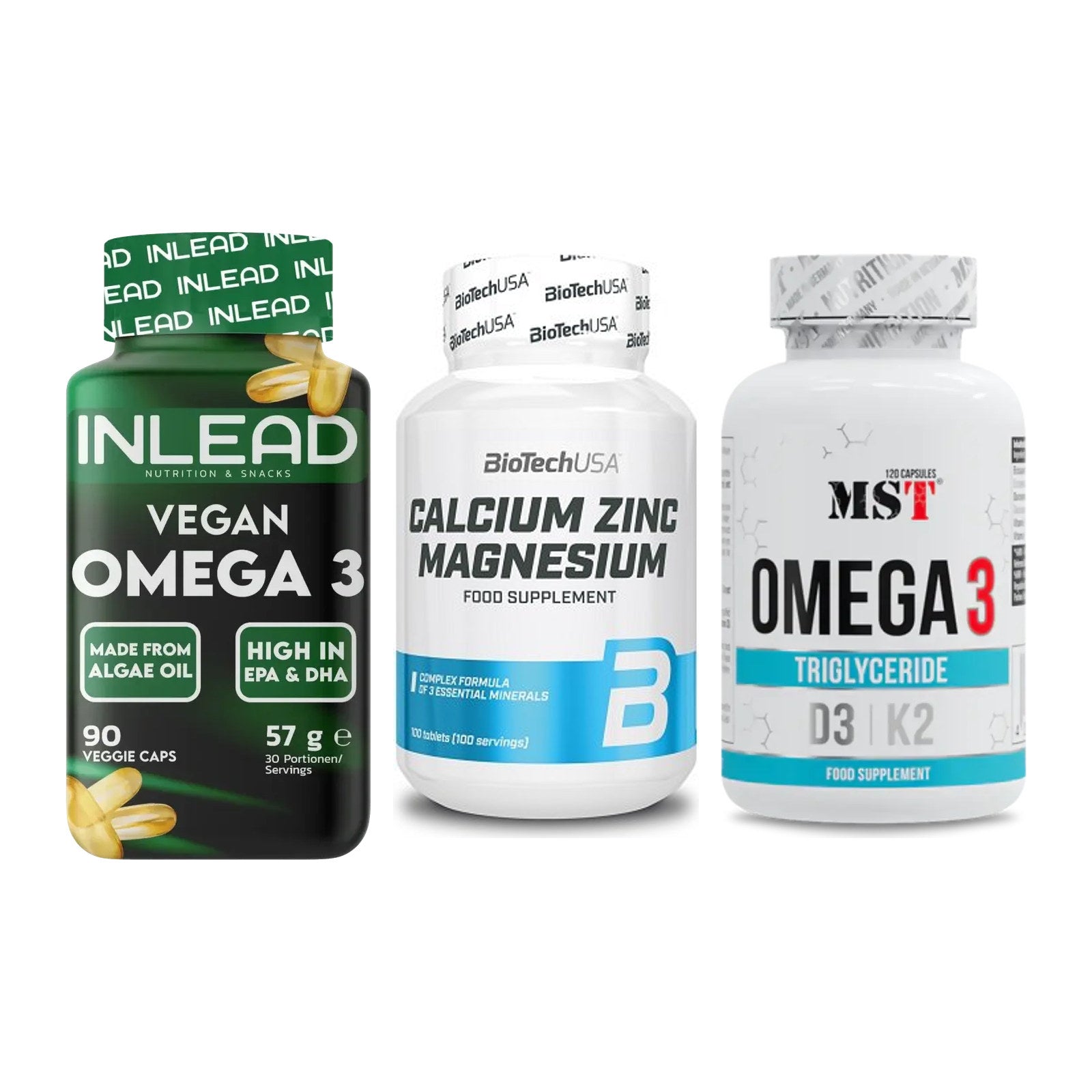 Herz & Gefäße: INLEAD Vegan + BioTech Calcium + MST Omega 3 500 – alle enthaltenen Artikel