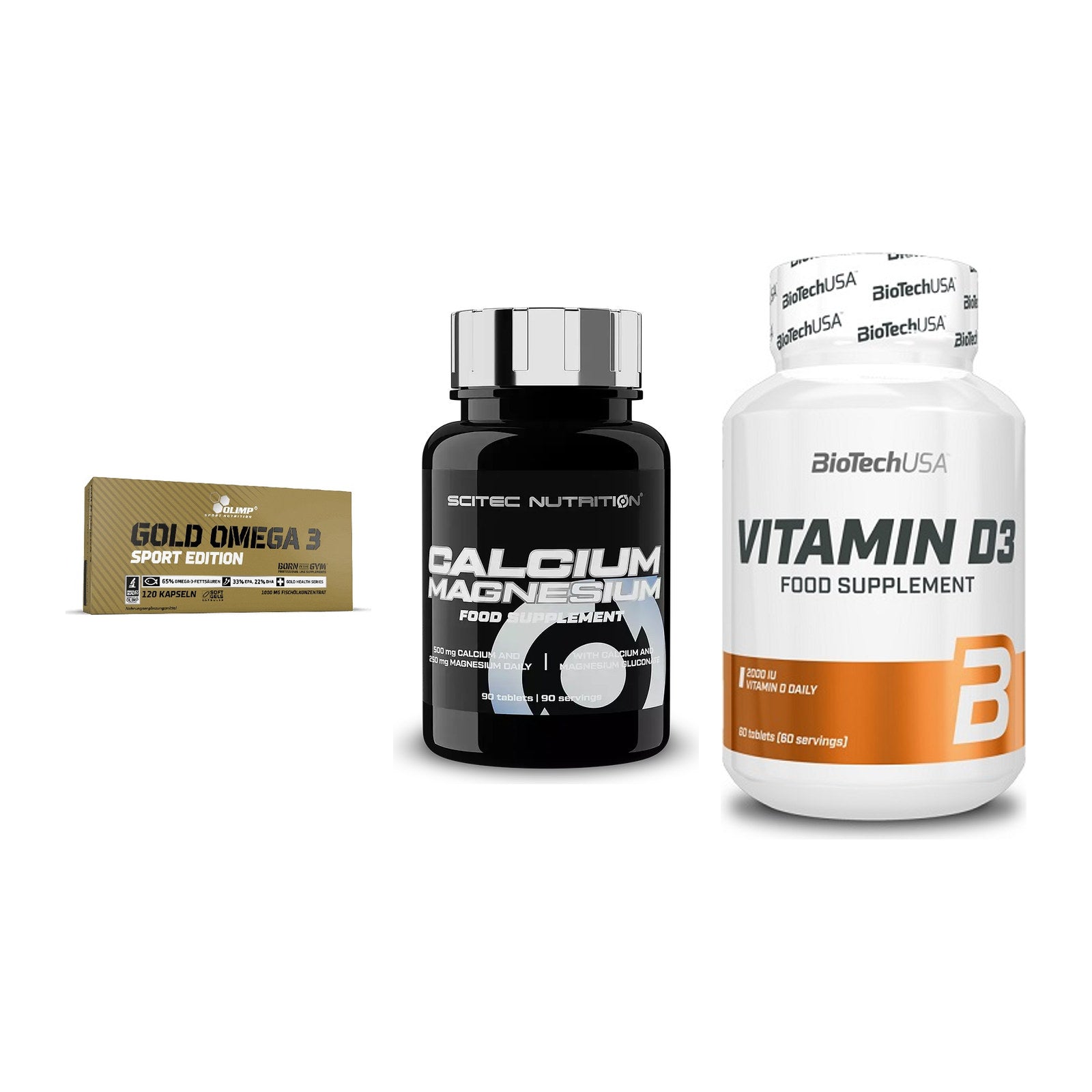 Herz & Gefäße: Olimp Omega 3 + Scitec Calcium + BioTech Vitamin – alle enthaltenen Artikel