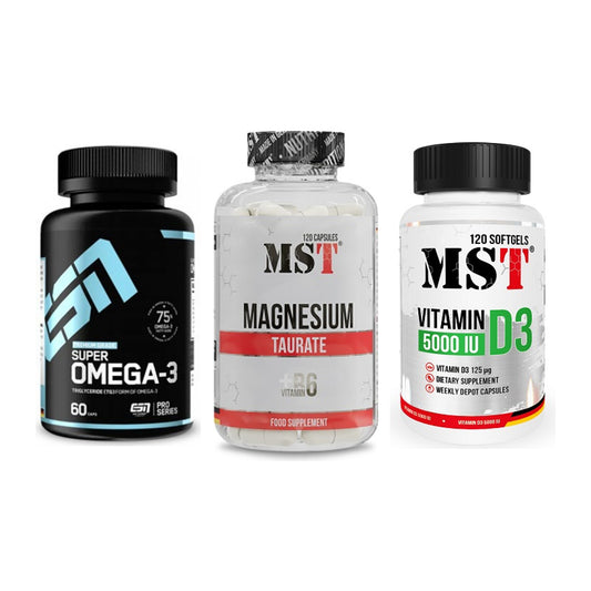 Herz & Gefäße: ESN Omega 3 + MST Magnesium + MST Vitamin D3 – alle enthaltenen Artikel