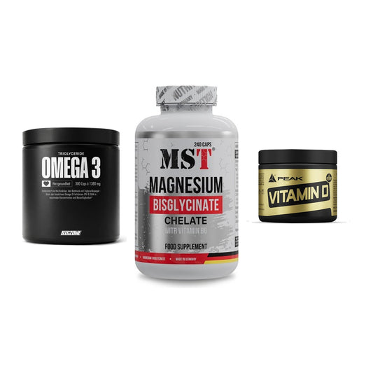 Herz & Gefäße: Big Zone Omega 3 + MST Magnesium + Peak Vitamin D – alle enthaltenen Artikel