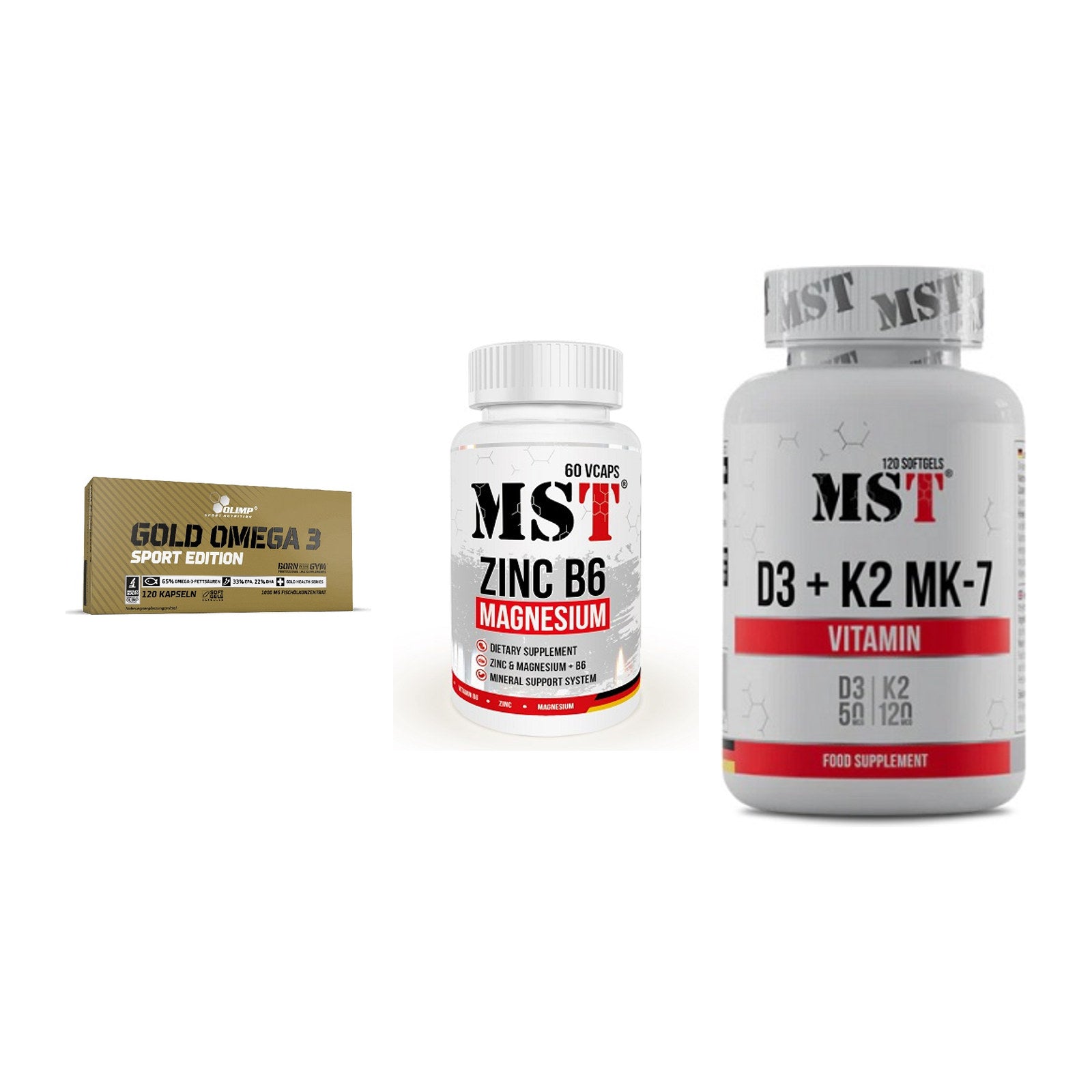 Herz & Gefäße: Olimp Omega 3 + MST Zinc + MST Vitamin D3 – alle enthaltenen Artikel