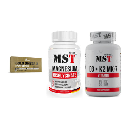 Herz & Gefäße: Olimp Omega 3 + MST Magnesium + MST Vitamin D3 – alle enthaltenen Artikel