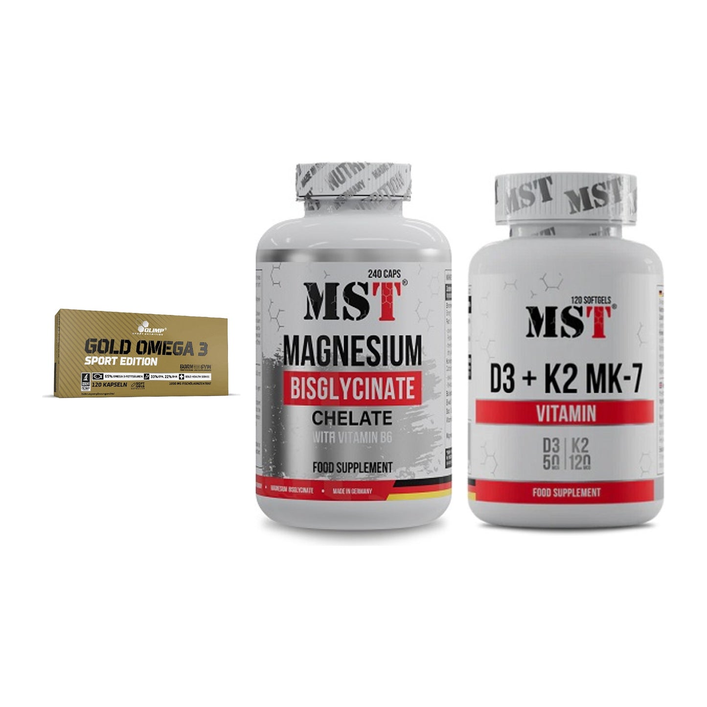 Herz & Gefäße: Olimp Omega 3 + MST Magnesium + MST Vitamin D3 – alle enthaltenen Artikel