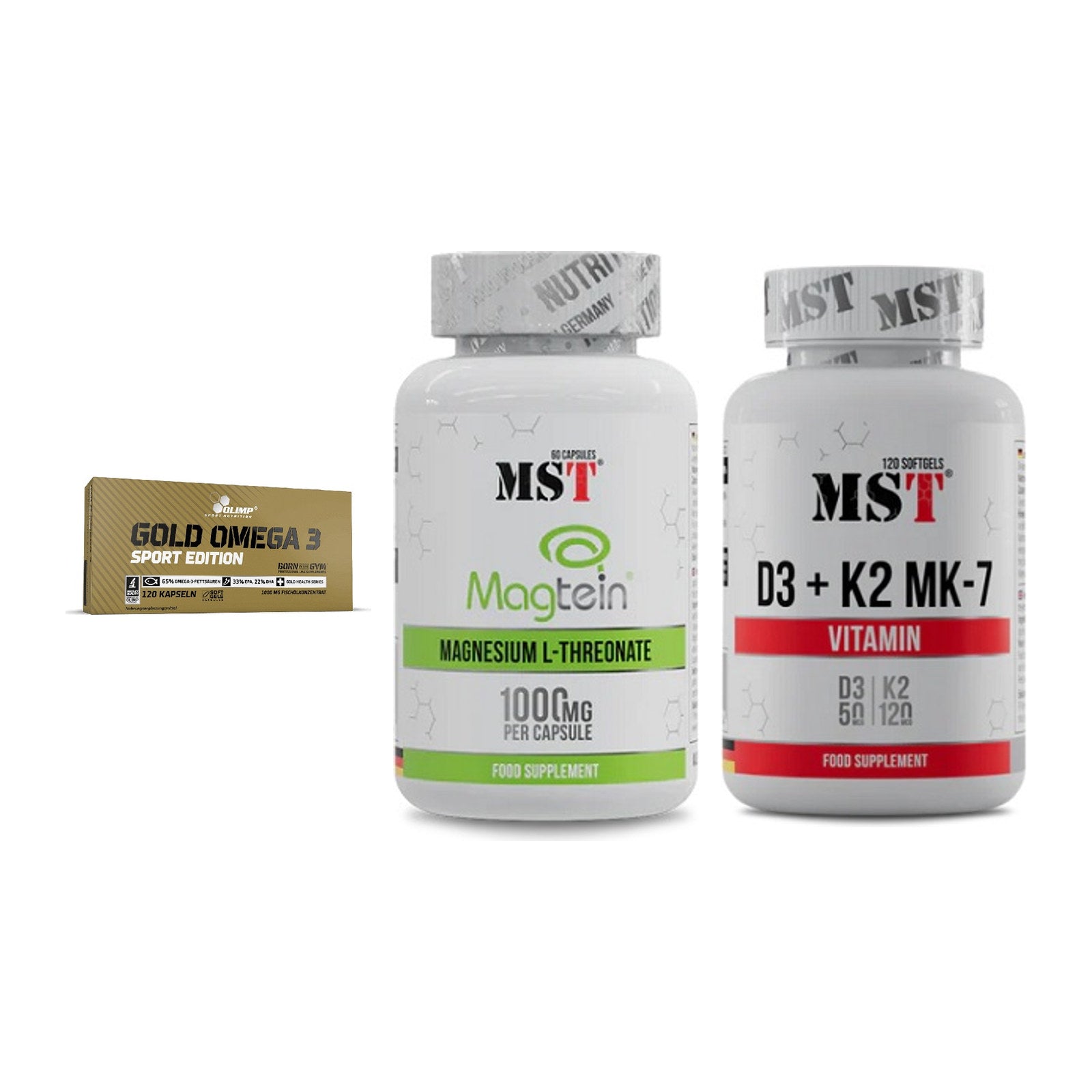 Herz & Gefäße: Olimp Omega 3 + MST Magnesium + MST Vitamin D3 – alle enthaltenen Artikel
